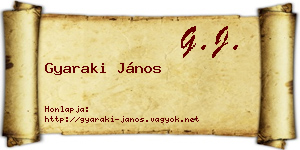 Gyaraki János névjegykártya